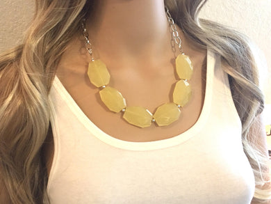 Honey Butter Statement Necklace & Earring set, yellow jewelry, Your Choice of GOLD or SILVER, champagne bib chunky necklace, yellow