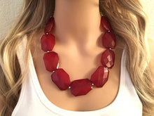 Load image into Gallery viewer, Dark Red Big beaded Statement Chunky Necklace, wine red necklace, red necklace, maroon necklace, big bead necklace, bridesmaid necklace