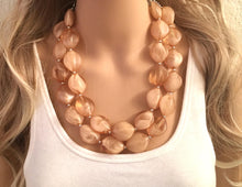 Load image into Gallery viewer, Champagne Chunky Statement Necklace, Big beaded jewelry, light brown statement, chunky champagne jewelry, beaded jewelry, big beaded jewelry