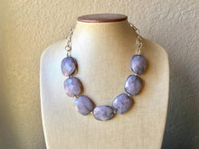 Load image into Gallery viewer, Cloudy Gray Statement Necklace &amp; Earrings, Gray jewelry, Your Choice GOLD or SILVER, smoky gray bib chunky necklace, gray bib beaded necklac