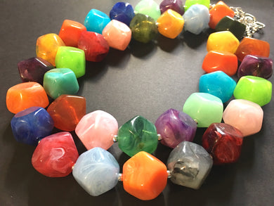 Rainbow Beaded Necklace, Colorful Jewelry, Chunky statement necklace, big beaded necklace, rainbow jewelry, rainbow baby