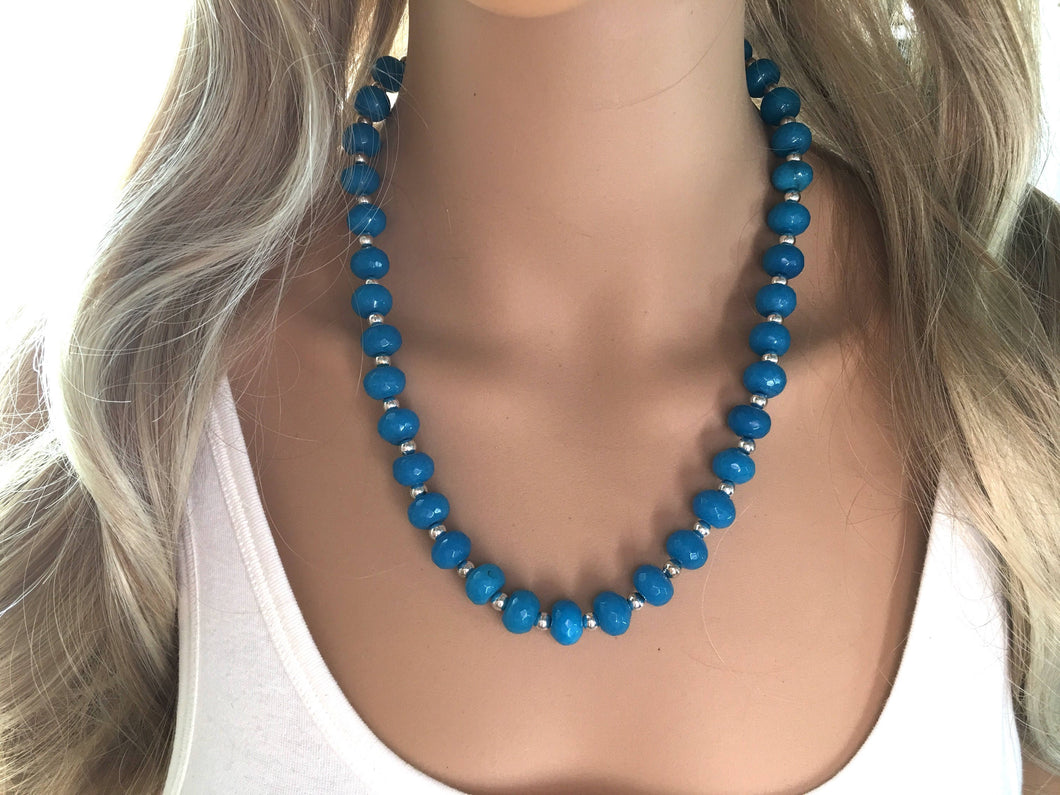Baby Blue Gold-Plated Evil Eye Bead Necklace – BMTJewelry