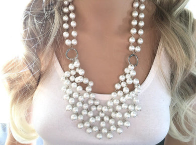 White pearl statement necklace - Extra Chunky Major Statement Pearl Necklace, wedding or bridesmaid necklace, wedding jewelry pearl