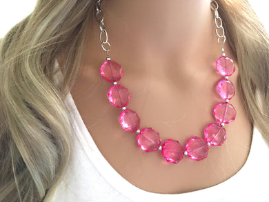 Pink Statement Necklace & Earrings, pink jewelry, Your Choice GOLD or SILVER, pink bib chunky necklace, pink circle necklace