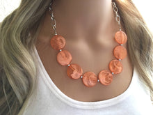 Load image into Gallery viewer, Creamy orange Statement Necklace &amp; Earrings, orange jewelry, Your Choice GOLD or SILVER, orange bib chunky necklace, orange necklace