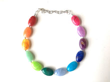 Load image into Gallery viewer, Rainbow Beaded Necklace, Colorful Jewelry, Chunky statement necklace, big beaded necklace, rainbow jewelry baby, color block necklace