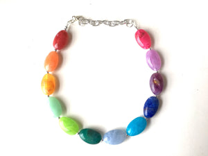 Rainbow Beaded Necklace, Colorful Jewelry, Chunky statement necklace, big beaded necklace, rainbow jewelry baby, color block necklace