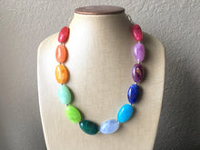 Load image into Gallery viewer, Rainbow Beaded Necklace, Colorful Jewelry, Chunky statement necklace, big beaded necklace, rainbow jewelry baby, color block necklace