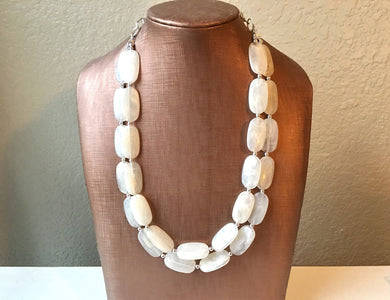 Cream Big Bead Necklace, multi Strand Statement Jewelry, cream Chunky bib, bridesmaid necklace, eggshell jewelry, beaded jewelry
