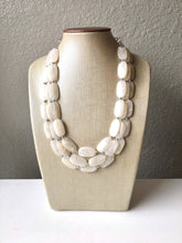 Load image into Gallery viewer, Cream Big Bead Necklace, multi Strand Statement Jewelry, cream Chunky bib, bridesmaid necklace, eggshell jewelry, beaded jewelry