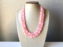 Load image into Gallery viewer, Peach Statement Necklace, Chunky Jewelry Big Beaded double Strand Necklace, light pink Necklace, peach Jewelry Set, peach bridesmaid earring