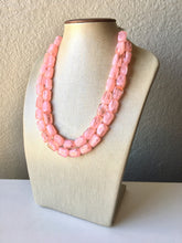 Load image into Gallery viewer, Peach Statement Necklace, Chunky Jewelry Big Beaded double Strand Necklace, light pink Necklace, peach Jewelry Set, peach bridesmaid earring