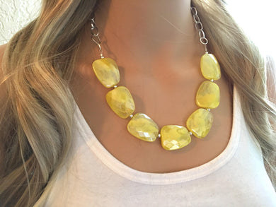 Yellow Statement Necklace & Earrings, yellow jewelry, Your Choice GOLD or SILVER, yellow bib chunky necklace, yellow geometric necklace