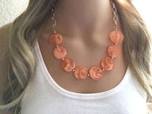 Creamy orange Statement Necklace & Earrings, orange jewelry, Your Choice GOLD or SILVER, orange bib chunky necklace, orange necklace