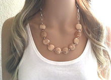 Load image into Gallery viewer, Champagne Statement Necklace &amp; Earring set, champagne jewelry, Your Choice of GOLD or SILVER, champagne bib chunky necklace, brown faceted