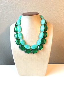 Mint & Forest Statement Necklace, Chunky Beaded Necklace, Mint Green Jewelry, Spring Jewelry, green Necklace, mint green beaded necklace