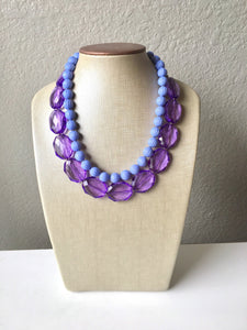 Purple & Periwinkle Statement Necklace, Chunky Beaded Necklace, Periwinkle Jewelry, light blue purple Necklace, purple beaded necklace