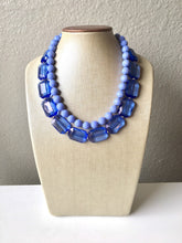 Load image into Gallery viewer, Royal Blue &amp; Periwinkle Statement Necklace, Chunky Beaded Necklace, Periwinkle Jewelry, light blue purple Necklace, blue beaded necklace