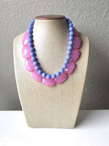 Blush Pink & Periwinkle Statement Necklace, Chunky Beaded Necklace, Periwinkle Jewelry, light blue purple Necklace, blue pink beaded necklac