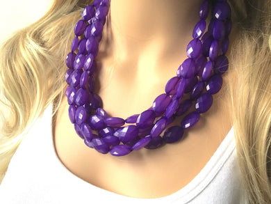 Purple Chunky Statement Necklace, purple beaded necklace, bubble jewelry, multi color jewelry, 5 strand necklace, Vintage beaded jewelry