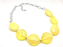 Load image into Gallery viewer, Yellow Statement Necklace &amp; Earrings, yellow jewelry, Your Choice GOLD or SILVER, yellow bib chunky necklace, yellow oval necklace