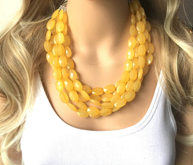 Yellow Chunky Statement Necklace, yellow beaded necklace, bubble jewelry, multi color jewelry, 5 strand necklace, Vintage beaded jewelry