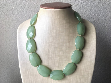 Mojito Green Single Strand Big Beaded Statement Necklace, green Jewelry, green beaded necklace, green beaded necklace, bridesmaid necklace