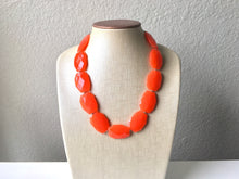 Load image into Gallery viewer, Orange Single Strand Big Beaded Statement Necklace, orange Jewelry, orange beaded necklace, orange bridesmaid necklace jewelry