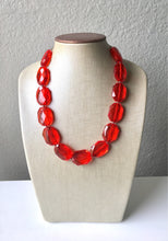 Load image into Gallery viewer, Red Single Strand Big Beaded Statement Necklace, red Jewelry, red beaded necklace, red bridesmaid necklace jewelry, red drop earrings