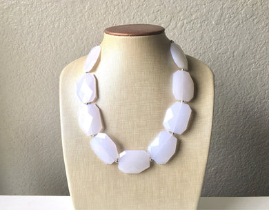 White chunky statement necklace, bib jewelry cloudy white necklace, white jewelry, white beaded necklace, white bubble, cloud necklace