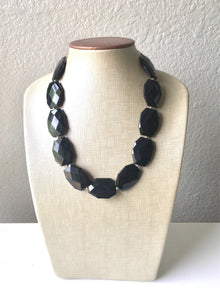 Black chunky statement necklace, bib jewelry black necklace, black jewelry, black beaded necklace, black bubble, black cloud necklace