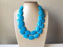 Load image into Gallery viewer, Double Strand Light Blue Big Beaded Statement Necklace, blue Jewelry set, blue beaded necklace, blue beaded necklace, bridesmaid necklace