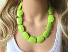 Load image into Gallery viewer, Apple Green Single Strand Big Beaded Statement Necklace, green Jewelry, green beaded necklace, green beaded necklace, bridesmaid necklace