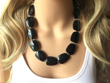 Load image into Gallery viewer, Black chunky statement necklace, bib jewelry black necklace, black jewelry, black beaded necklace, black bubble, black cloud necklace