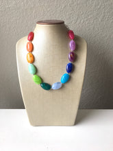 Load image into Gallery viewer, Rainbow Beaded Necklace, Colorful Jewelry, Chunky statement necklace, big beaded necklace, rainbow jewelry baby, color block necklace