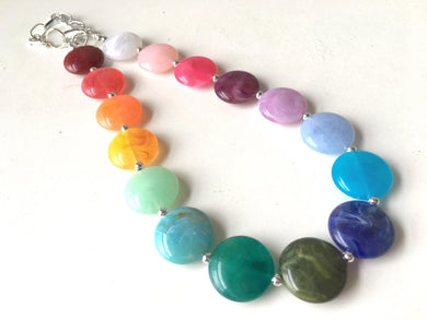 Candy Rainbow Beaded Necklace, Colorful Jewelry, Chunky statement necklace, big beaded necklace, rainbow jewelry baby, color block necklace