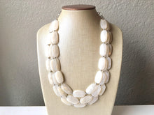 Load image into Gallery viewer, Cream Big Bead Necklace, multi Strand Statement Jewelry, cream Chunky bib, bridesmaid necklace, eggshell jewelry, beaded jewelry