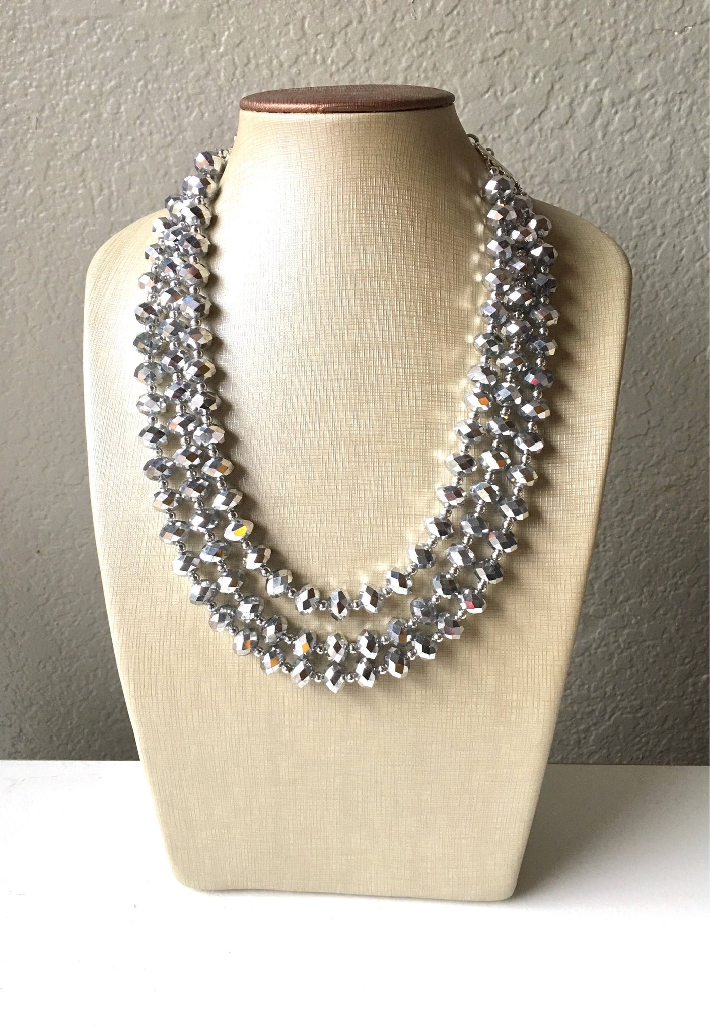 Bubble Clear Crystal Statement Necklace, Cone Faceted Beaded Everyday –  Polka Dot Drawer
