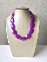 Load image into Gallery viewer, Royal Purple Single Strand Big Beaded Statement Necklace, purple Jewelry set, purple earrings, purple beaded necklace, bridesmaid necklace