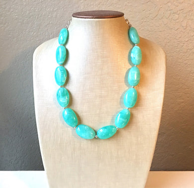 Mint Statement Necklace, Single Strand Chunky Beaded Necklace, Mint Green Jewelry, Spring Jewelry, green Necklace, mint green beaded necklac