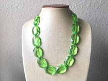 Load image into Gallery viewer, Apple Green Single Strand Big Beaded Statement Necklace, green Jewelry, green beaded necklace, green beaded necklace, bridesmaid necklace