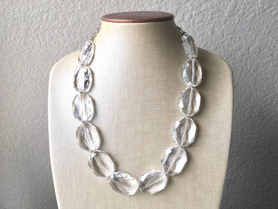 Single Strand Clear Crystal Statement Necklace, clear jewelry, resin necklace, resin jewelry set, resin earrings, wedding jewelry