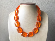 Load image into Gallery viewer, Orange Single Strand Big Beaded Statement Necklace, orange Jewelry, orange beaded necklace, orange bridesmaid necklace jewelry