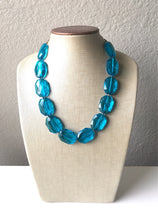 Load image into Gallery viewer, Single Strand teal Blue Big Beaded Statement Necklace, blue Jewelry set, blue beaded necklace, blue beaded necklace, bridesmaid necklace