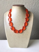 Load image into Gallery viewer, Red-Orange Single Strand Big Beaded Statement Necklace, red Jewelry, red beaded necklace, red bridesmaid necklace jewelry, red drop earrings