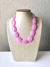 Load image into Gallery viewer, Blush Pink Single Strand Big Beaded Statement Necklace, pink Jewelry set, pink earrings, pink beaded necklace, bridesmaid necklace, light pi