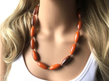 Load image into Gallery viewer, Orange + metallic silver ombré Single Strand Big Beaded Statement Necklace, orange Jewelry, orange beaded necklace, orange bridesmaid neckl