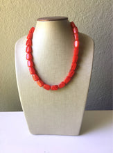 Load image into Gallery viewer, Beaded red jewelry set, Single Strand Statement Jewelry, bright lipstick red Chunky bib bridesmaid, red necklace, red earrings beaded