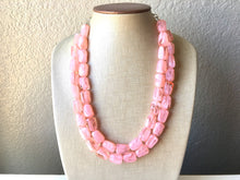 Load image into Gallery viewer, Peach Statement Necklace, Chunky Jewelry Big Beaded double Strand Necklace, light pink Necklace, peach Jewelry Set, peach bridesmaid earring