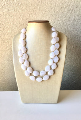 Double Layer White chunky statement necklace, bib jewelry cloudy white necklace, white jewelry, white beaded necklace, white bubble